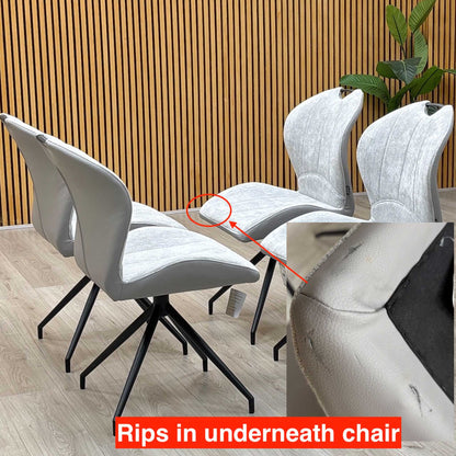‘Raul’ Stone Grey Fabric Set of 4 Swivel Dining Chairs