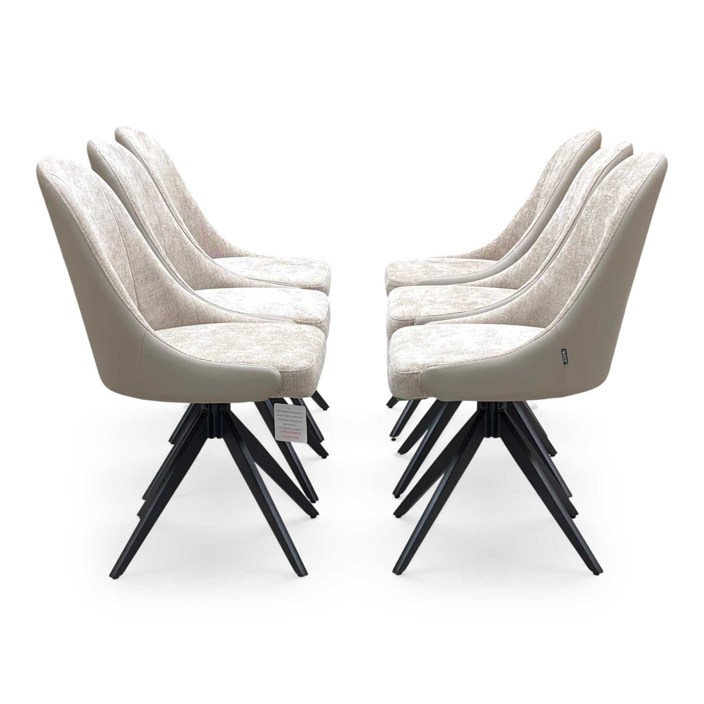 ‘Jose’ Pebble Beige Fabric Set of 6 Swivel Dining Chairs