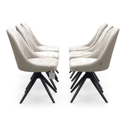 ‘Jose’ Pebble Beige Fabric Set of 6 Swivel Dining Chairs