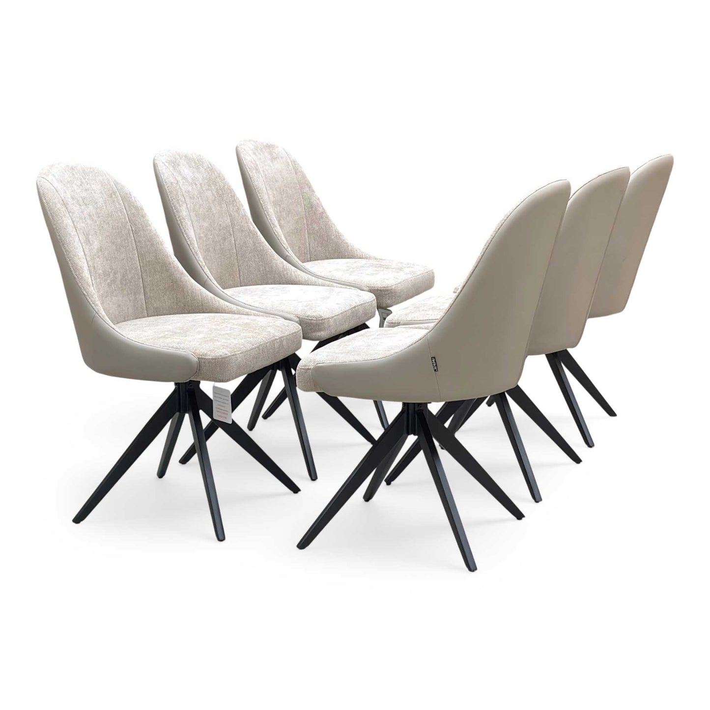 ‘Jose’ Pebble Beige Fabric Set of 6 Swivel Dining Chairs