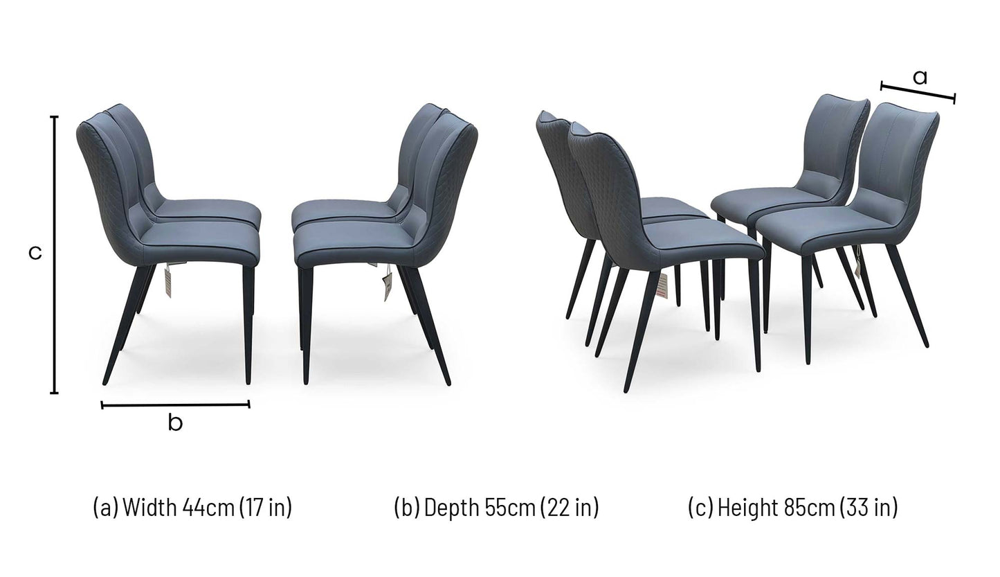 ‘Clio’ Grey Faux Leather Set of 4 Dining Chairs