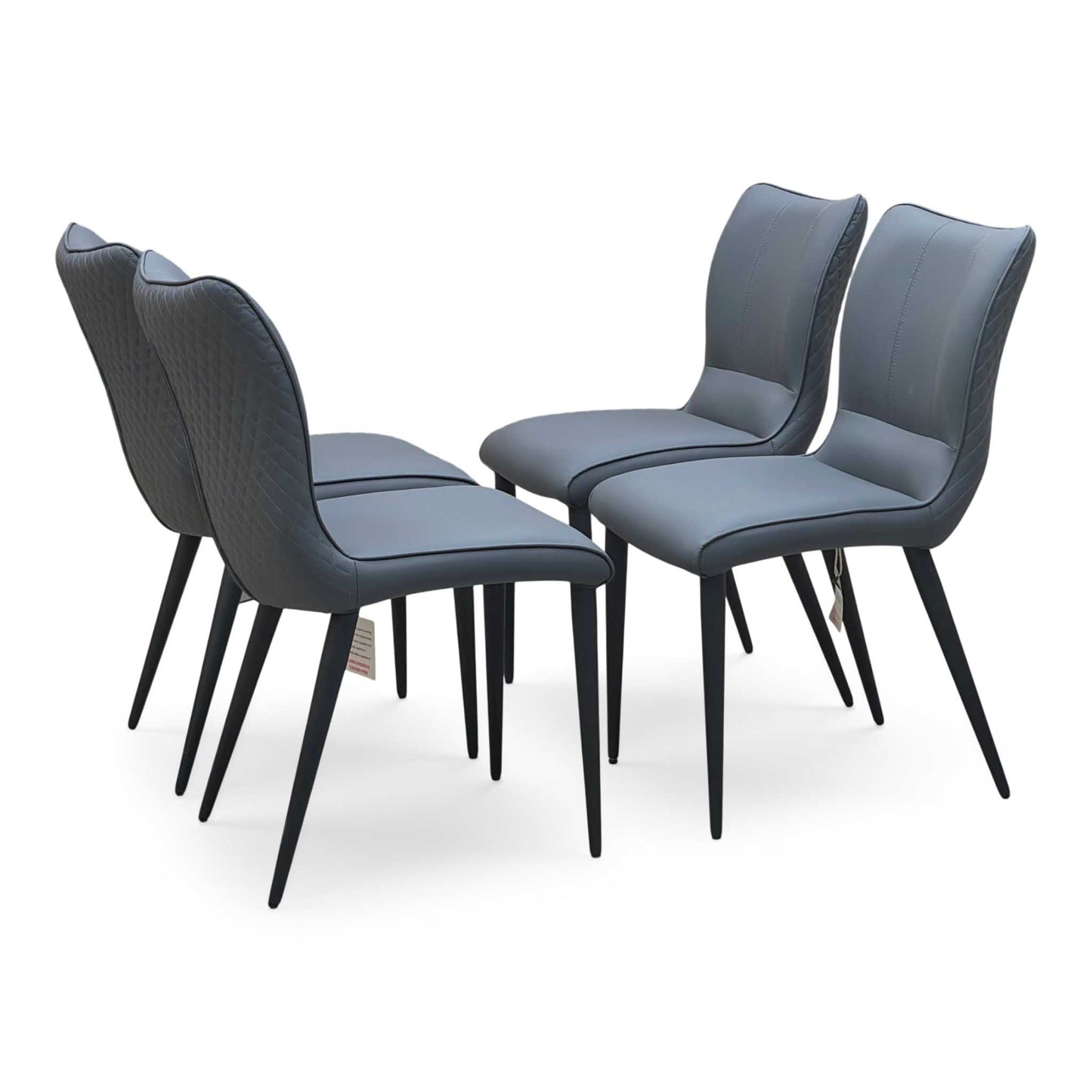 ‘Clio’ Grey Faux Leather Set of 4 Dining Chairs