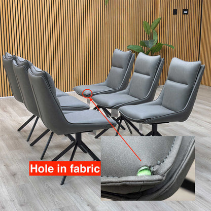 ‘Catalina’ Dark Grey Faux Leather Set of 6 Swivel Dining Chairs