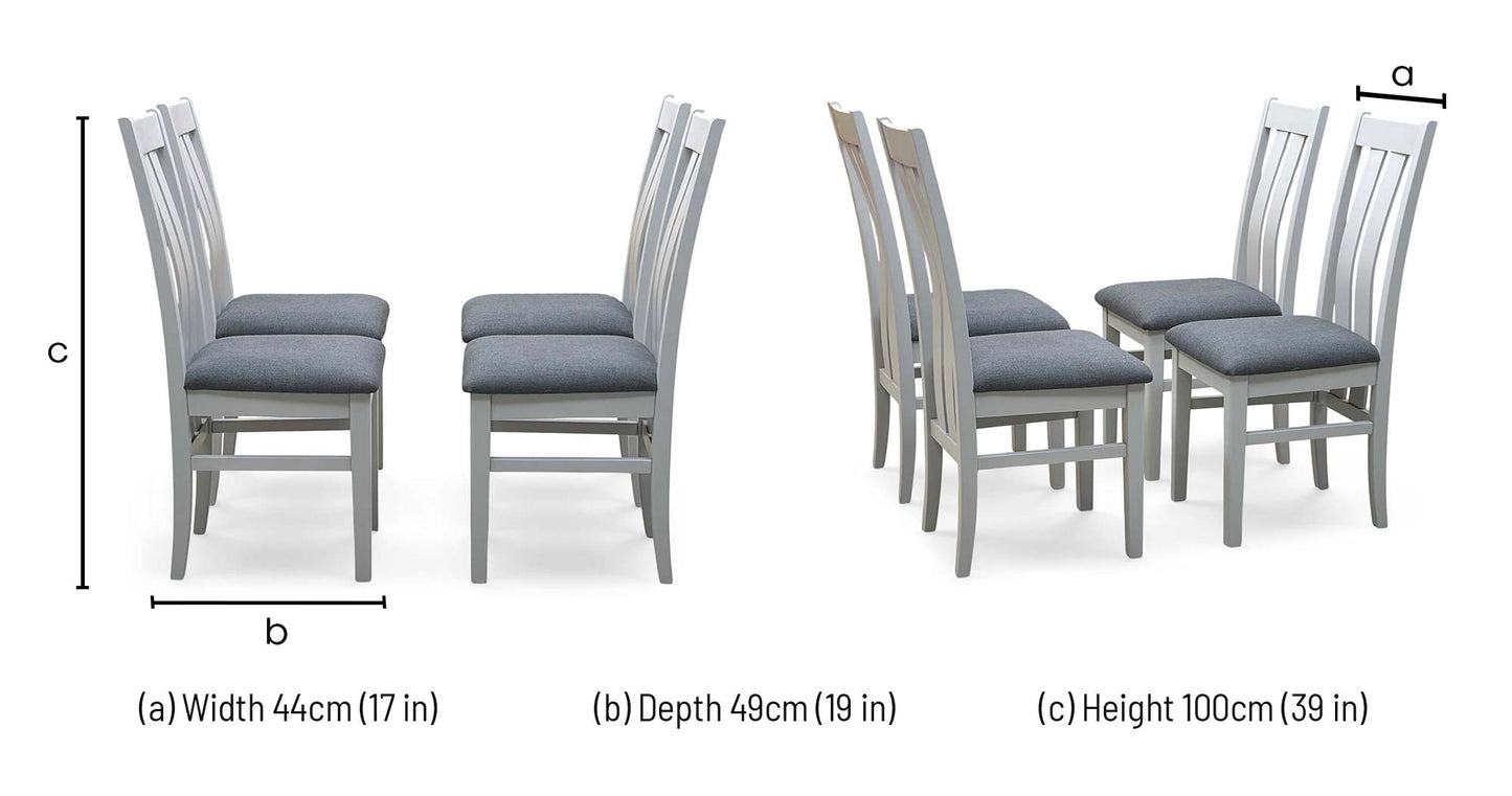 Furnitureland ‘Augusta’ Dark Grey Upholstered Set of 4 Slatted Back Dining Chairs