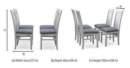 Furnitureland ‘Augusta’ Dark Grey Upholstered Set of 4 Slatted Back Dining Chairs