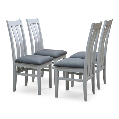 Furnitureland ‘Augusta’ Dark Grey Upholstered Set of 4 Slatted Back Dining Chairs