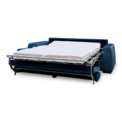 ‘Archie' Pacific Blue Velvet Fabric 4 Seater Deluxe Sofa Bed