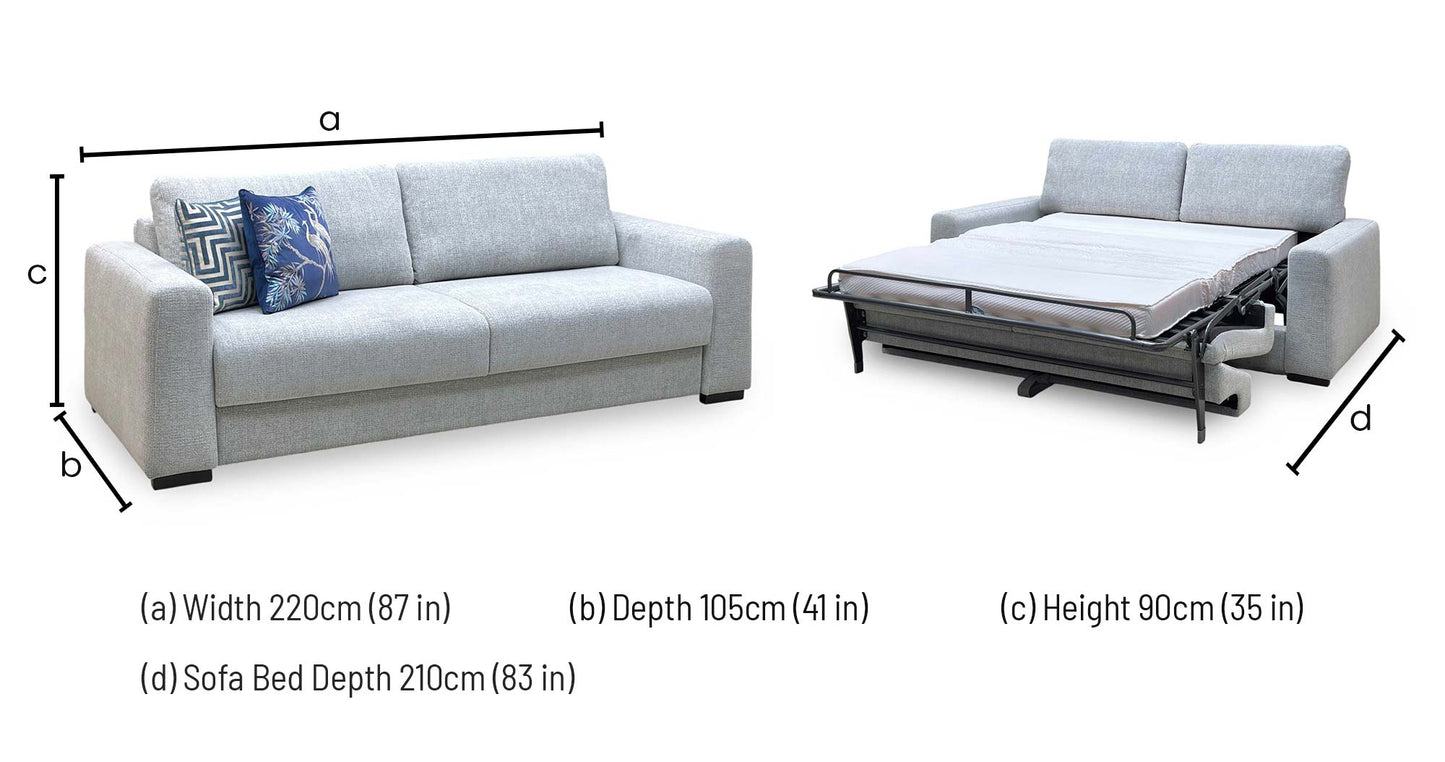 ‘Archie’ Light Grey Fabric 4 Seater Deluxe Sofa Bed