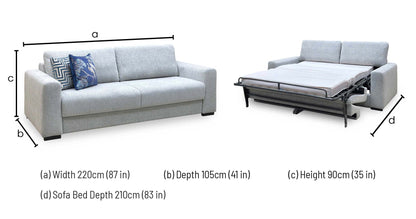 ‘Archie’ Light Grey Fabric 4 Seater Deluxe Sofa Bed