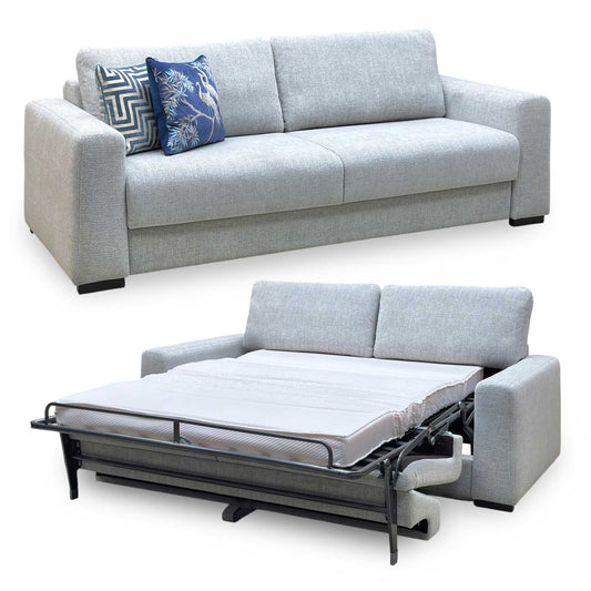 ‘Archie’ Light Grey Fabric 4 Seater Deluxe Sofa Bed