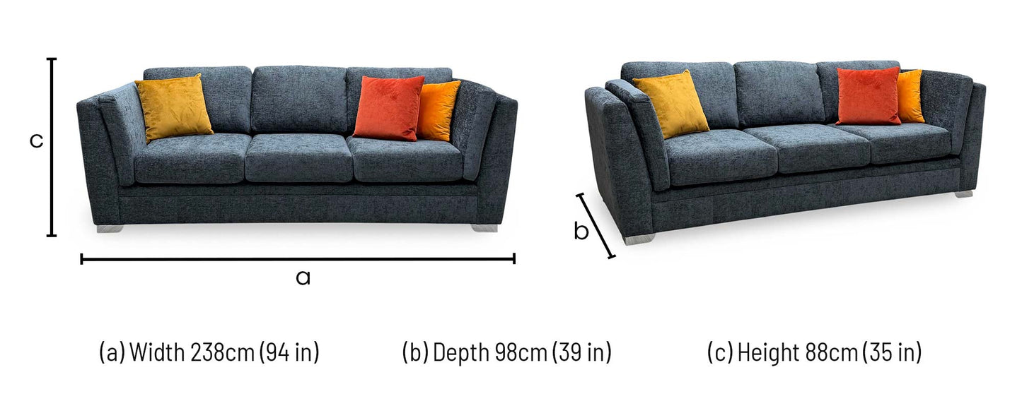 ‘Stephan' Charcoal Grey Fabric 4 Seater Sofa