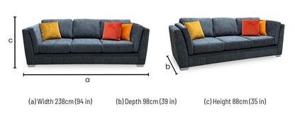 ‘Stephan' Charcoal Grey Fabric 4 Seater Sofa