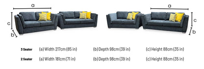 ‘Stephan’ Charcoal Grey Fabric 3 + 2 Seater Sofa Set