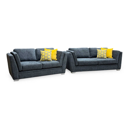 ‘Stephan’ Charcoal Grey Fabric 3 + 2 Seater Sofa Set
