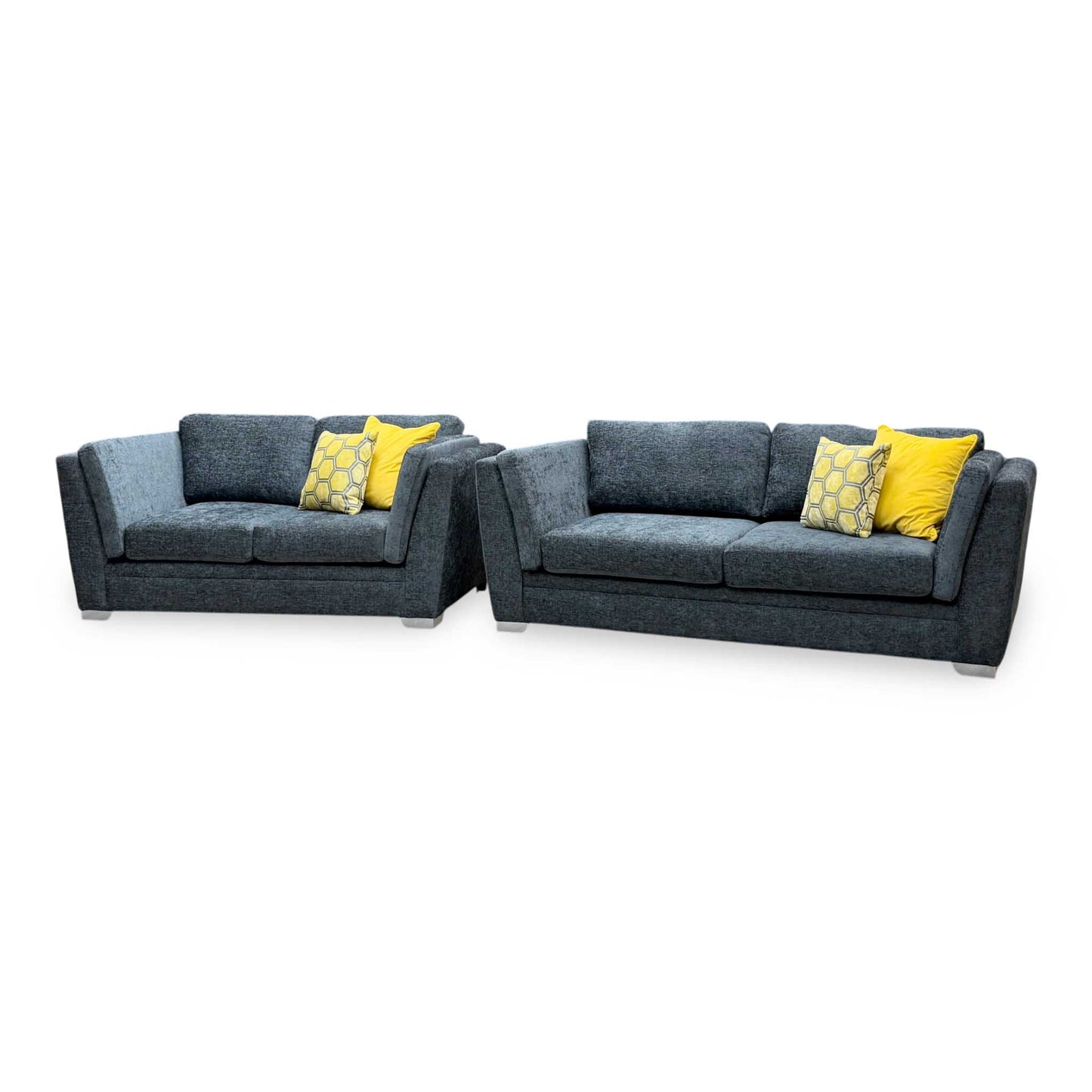 ‘Stephan’ Charcoal Grey Fabric 3 + 2 Seater Sofa Set