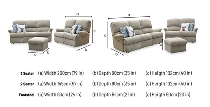 Sherborne ‘Nevada’ Beige Fabric 3 + 2 Seater Power Recliner Sofa Set + Storage Footstool