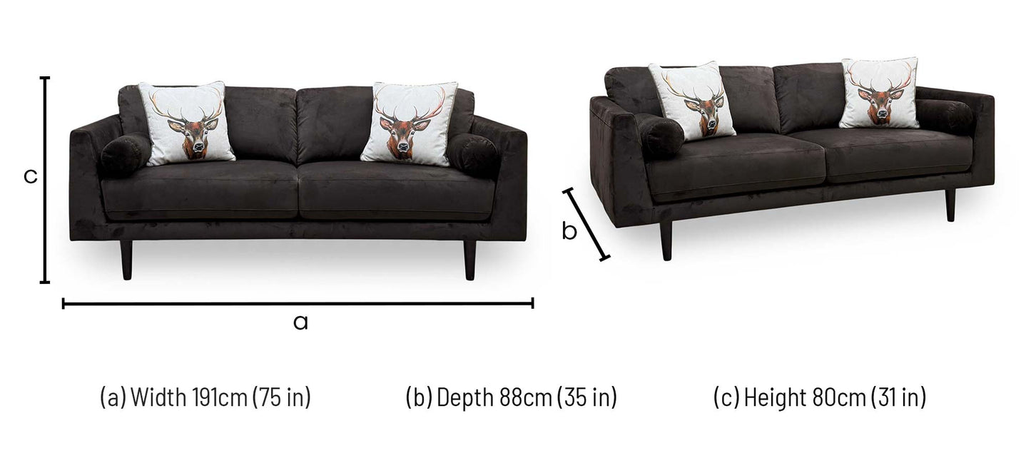 Habitat ‘Jacob’ Bourneville Chocolate Brown Velvet Fabric 3 Seater Sofa