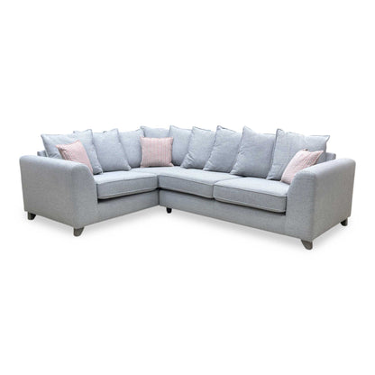 ‘Lorella’ Silver Lorella Woven Fabric Pillow Back Right Hand Facing Corner Sofa