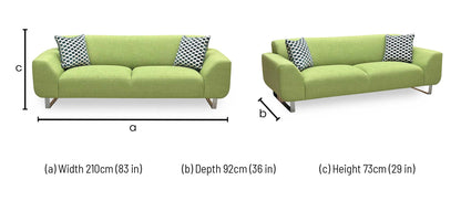‘Hardy’ Lime Green Revive Fabric 3 Seater Sofa