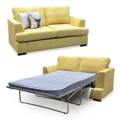 ‘Freya’ Lemon Yellow Freya Fabric 2 Seater Deluxe Sofa Bed