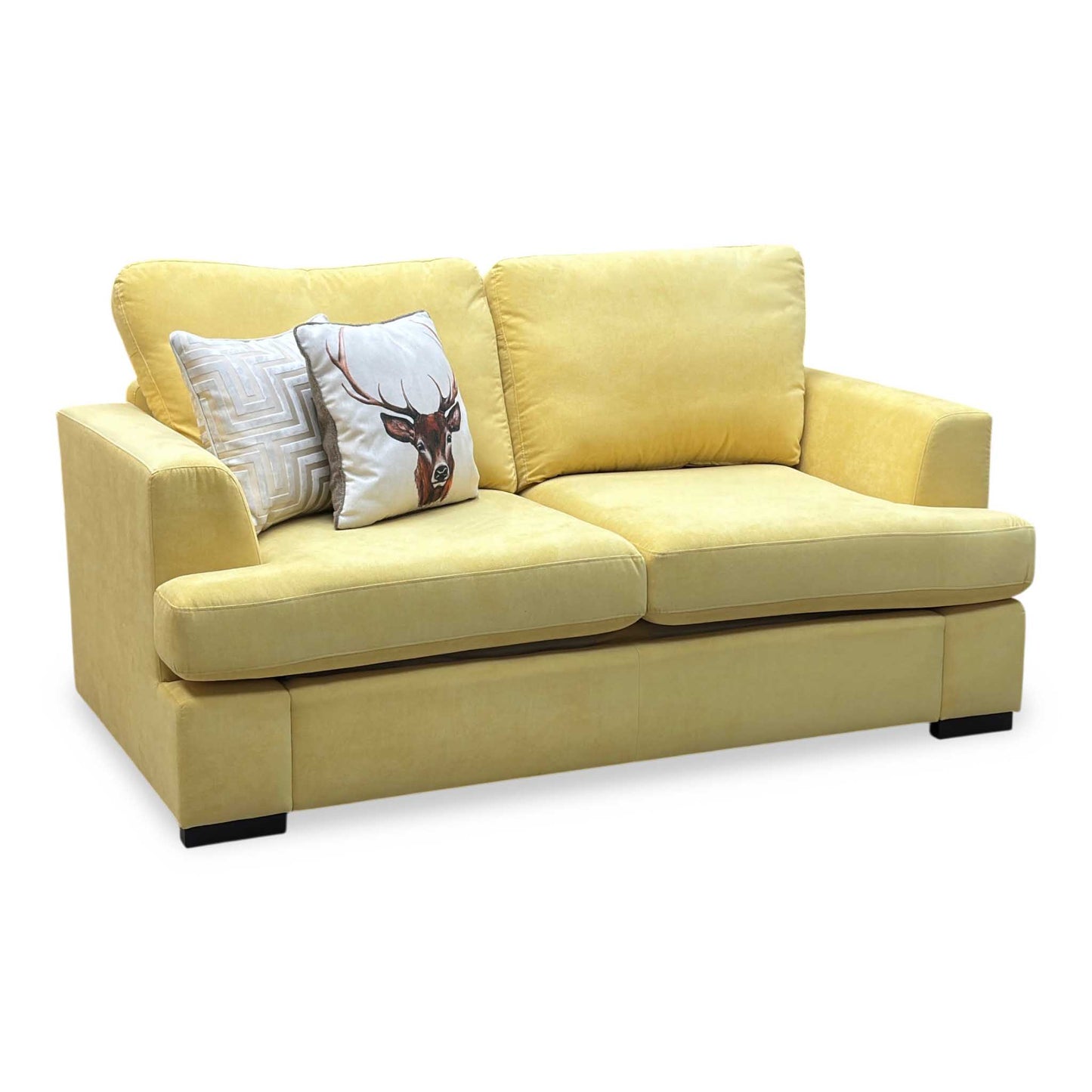 ‘Freya’ Lemon Yellow Freya Fabric 2 Seater Deluxe Sofa Bed