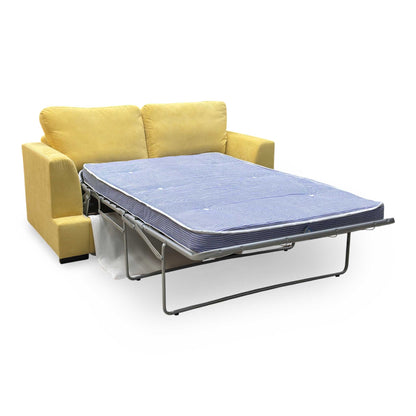 ‘Freya’ Lemon Yellow Freya Fabric 2 Seater Deluxe Sofa Bed