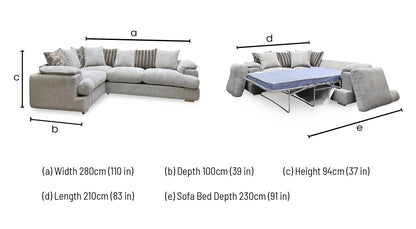 ‘Celine’ Mink and Mocha Celine Cord Fabric Right Arm Facing 2 Seater Pillow Back Deluxe Corner Sofa Bed