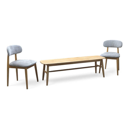 Stockholm Light Oak Solid Oak 160cm Extending Dining Table with 150cm Dining Bench + 2 Dining Chairs – view 9