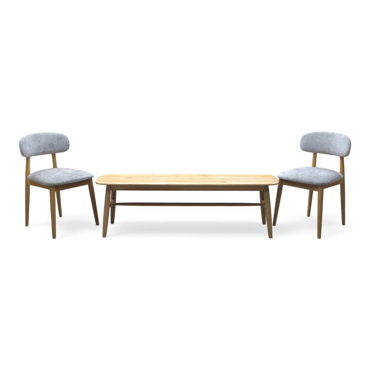 Stockholm Light Oak Solid Oak 160cm Extending Dining Table with 150cm Dining Bench + 2 Dining Chairs – view 10