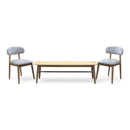 Stockholm Light Oak Solid Oak 160cm Extending Dining Table with 150cm Dining Bench + 2 Dining Chairs – view 10