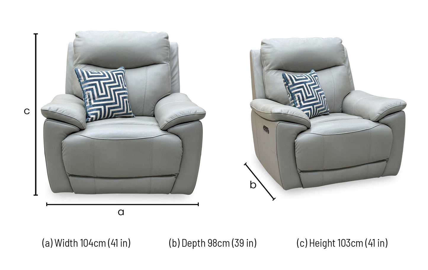 ‘Sloane’ Lead Grey Leather Power Recliner Chair