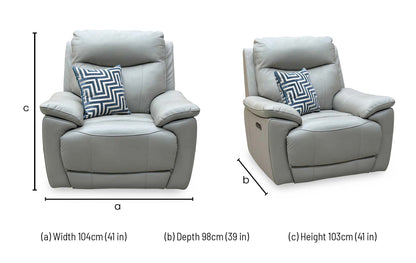 ‘Sloane’ Lead Grey Leather Power Recliner Chair