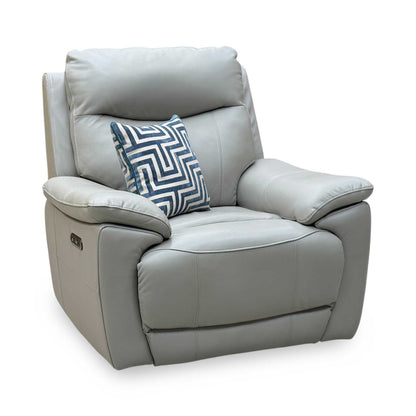 ‘Sloane’ Lead Grey Leather Power Recliner Chair