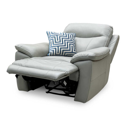‘Sloane’ Lead Grey Leather Power Recliner Chair