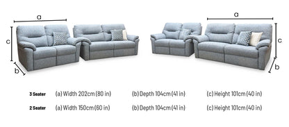 G Plan 'Seattle' B974 Arola Sky Blue Fabric 3 + 2 Seater Power Recliner Sofa Set