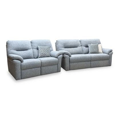G Plan 'Seattle' B974 Arola Sky Blue Fabric 3 + 2 Seater Power Recliner Sofa Set