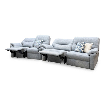 G Plan 'Seattle' B974 Arola Sky Blue Fabric 3 + 2 Seater Power Recliner Sofa Set