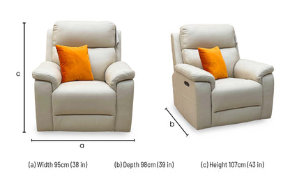 ‘Raven' Montana Bone China Cat-60_05 Cream Leather Power Recliner Chair