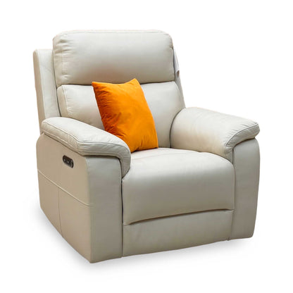 ‘Raven' Montana Bone China Cat-60_05 Cream Leather Power Recliner Chair