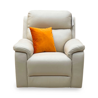 ‘Raven' Montana Bone China Cat-60_05 Cream Leather Power Recliner Chair