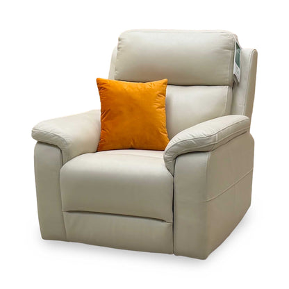 ‘Raven' Montana Bone China Cat-60_05 Cream Leather Power Recliner Chair