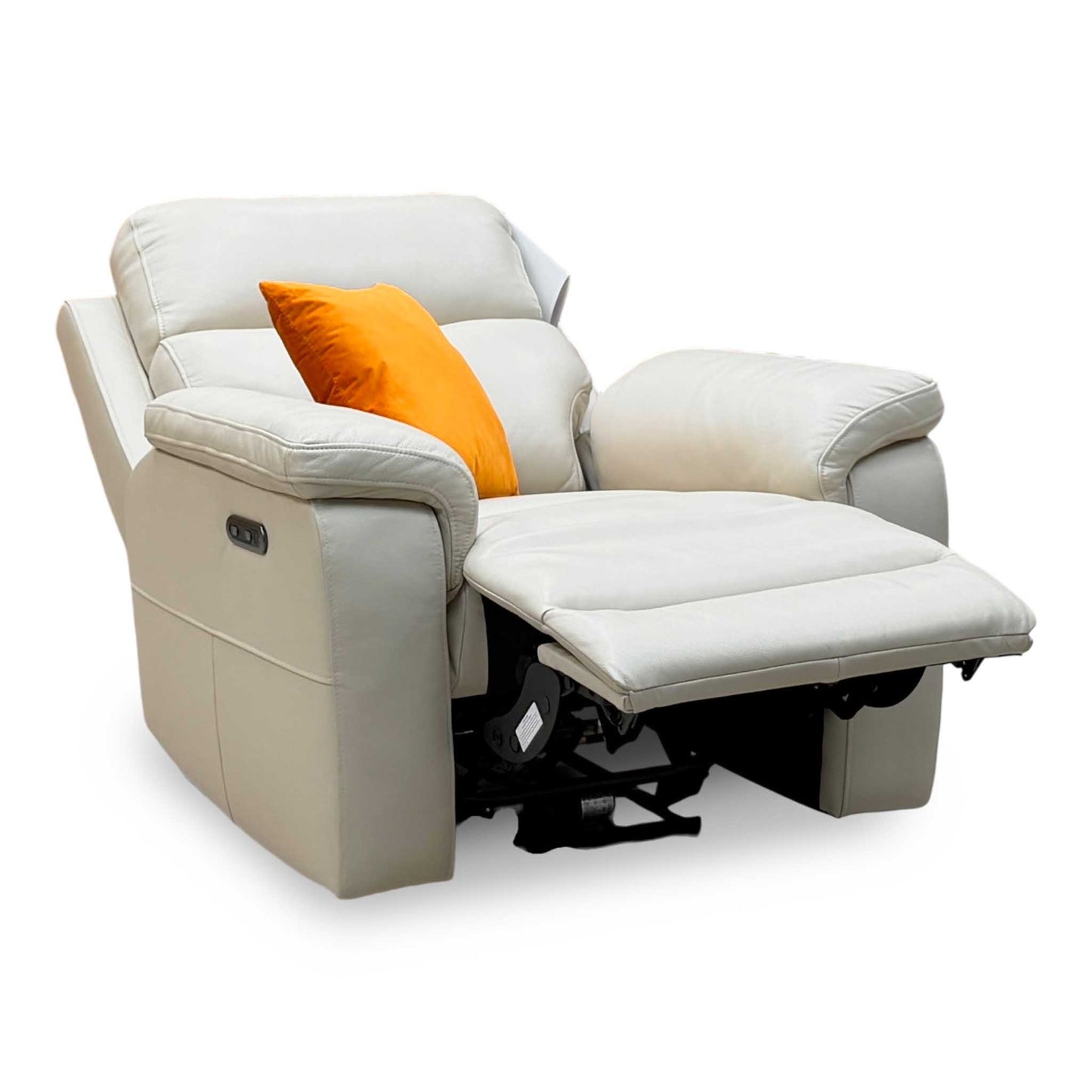 ‘Raven' Montana Bone China Cat-60_05 Cream Leather Power Recliner Chair