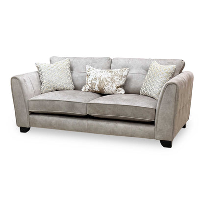 ‘Mariah’ Dapple Silver-No Insert Velvet Fabric Classic Back 3 Seater Sofa