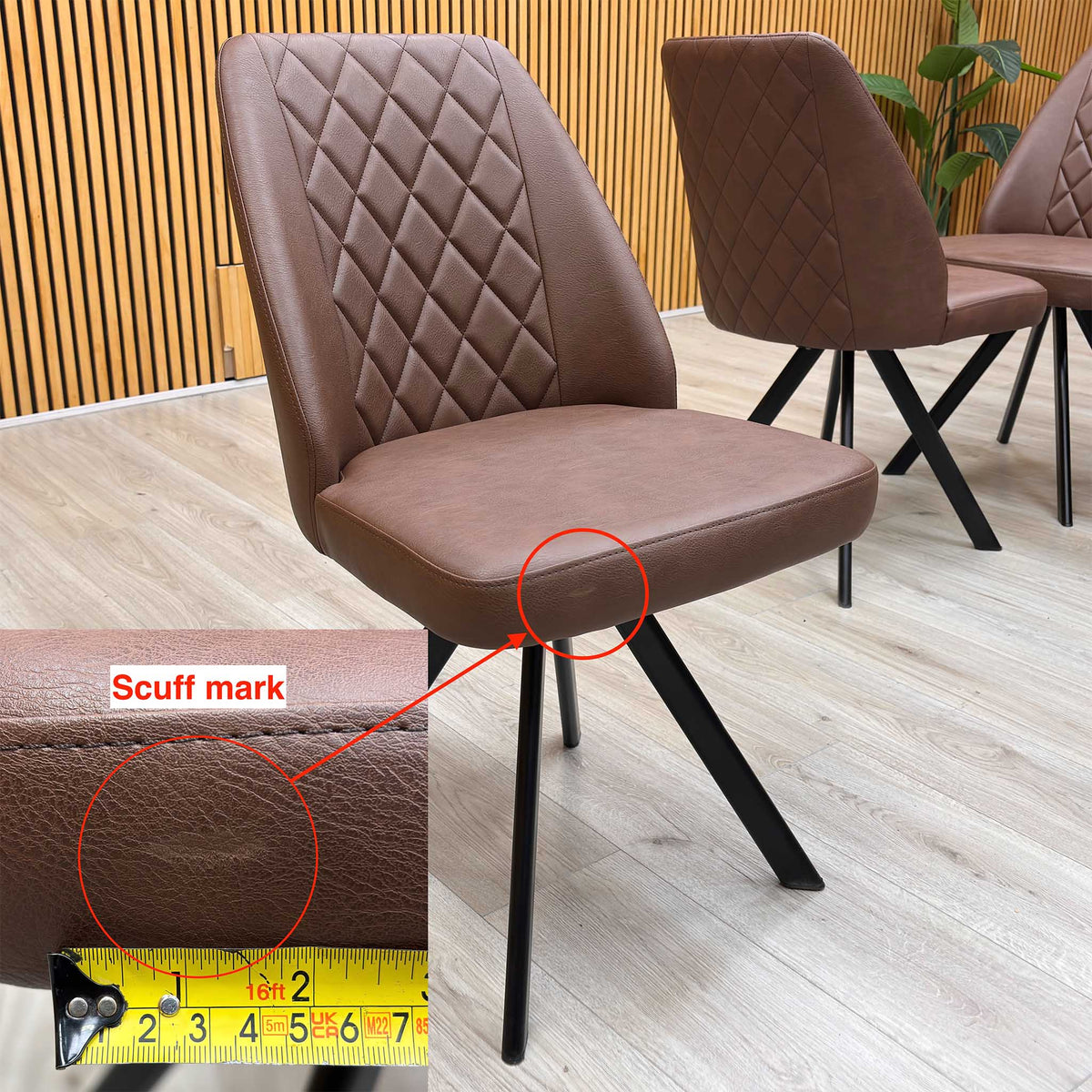 'Jupiter’ Tan Brown Faux Leather Swivel Dining Chairs - Set of 6
