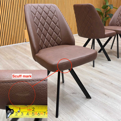 'Jupiter’ Tan Brown Faux Leather Swivel Dining Chairs - Set of 6