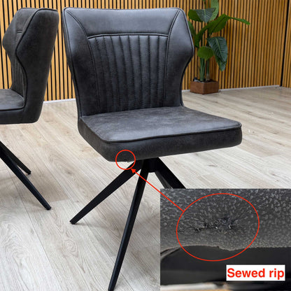 ‘Jayden’ Dark Grey Faux Leather Set of 4 Swivel Dining Chairs