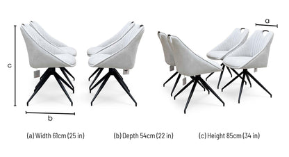‘Jai’ Silver Fabric Set of 4 Swivel Dining Chairs