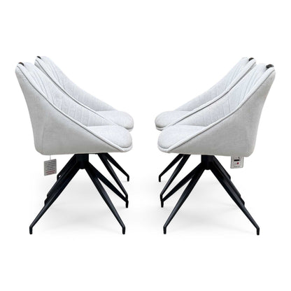‘Jai’ Silver Fabric Set of 4 Swivel Dining Chairs