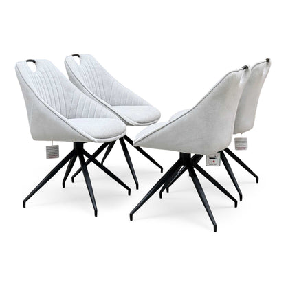 ‘Jai’ Silver Fabric Set of 4 Swivel Dining Chairs