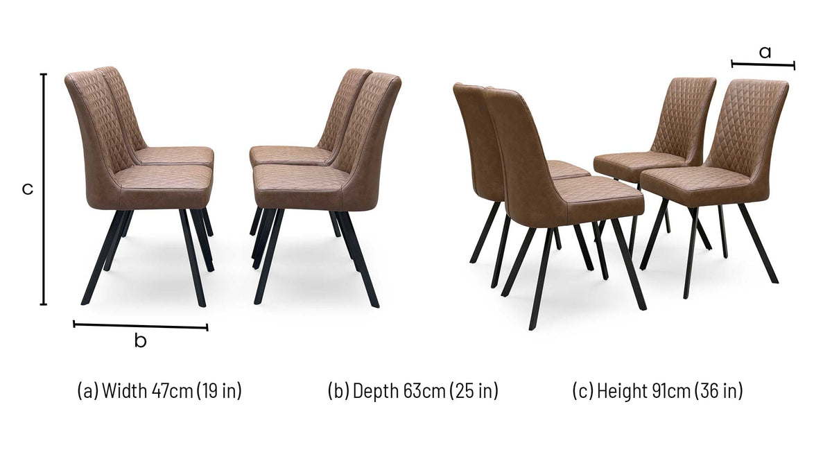 'Earth' Tan Brown Faux Leather Set of 4 Dining Chairs